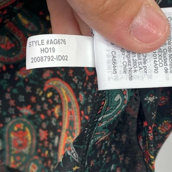 J. Crew Factory Zoe Paisley Metallic Tie-Neck Top NWT Large - Picture 10 of 10